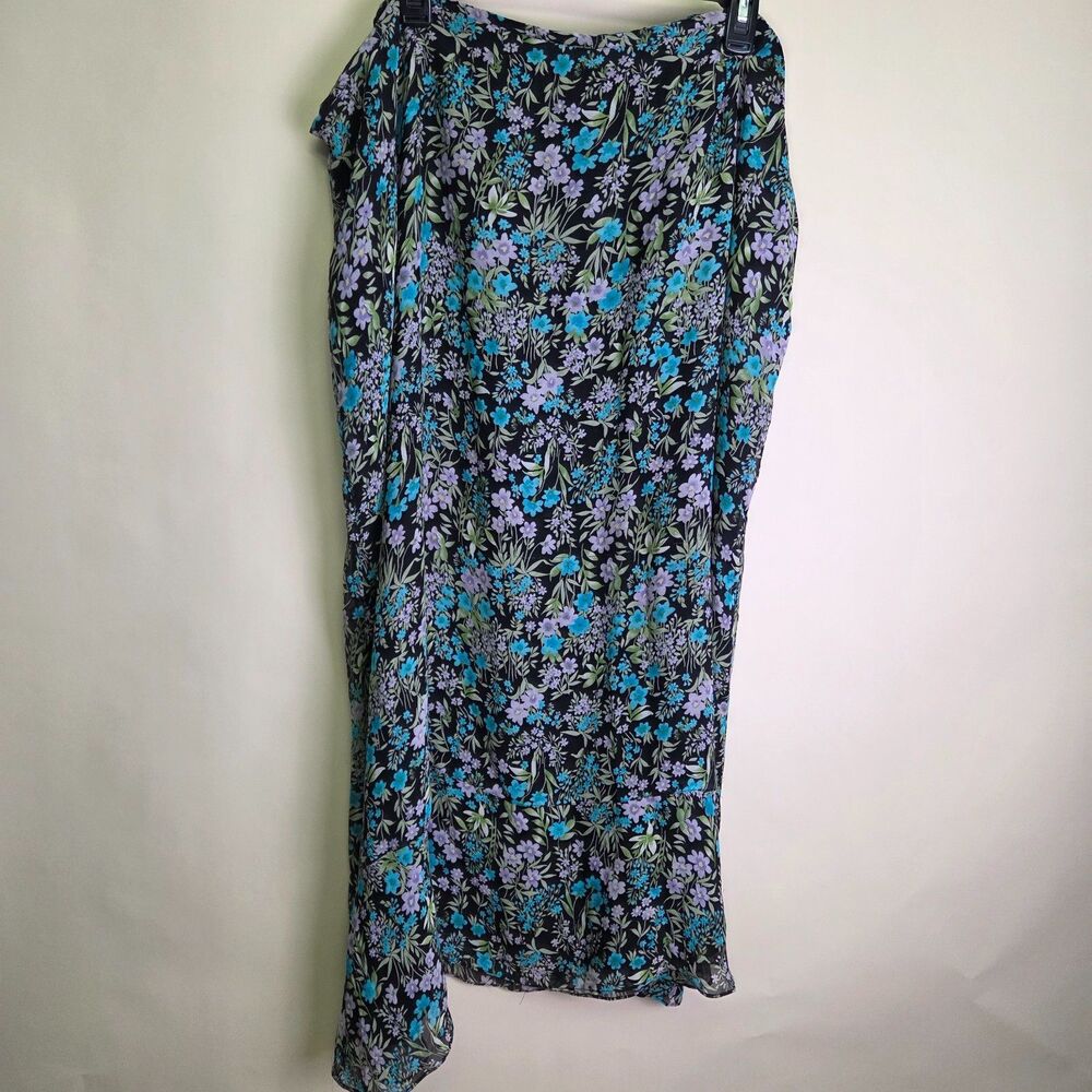 Vintage Laura Ashley Silk Floral Midi Skirt Floral Print Size 24W